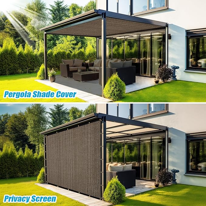 Amagenix 90% Shade Fabric 4'X 7' Mocha Sun Shade Cloth with Grommets for Pergola Replacement Shade Cover Canopy, Heavy Duty, Cable Zip Ties Included (We Customized)