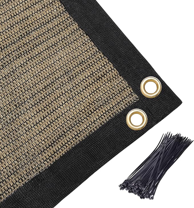 Amagenix 90% Shade Fabric 4'X 24' Mocha Sun Shade Cloth with Grommets for Pergola Replacement Shade Cover Canopy, Heavy Duty, Cable Zip Ties Included (We Customized)