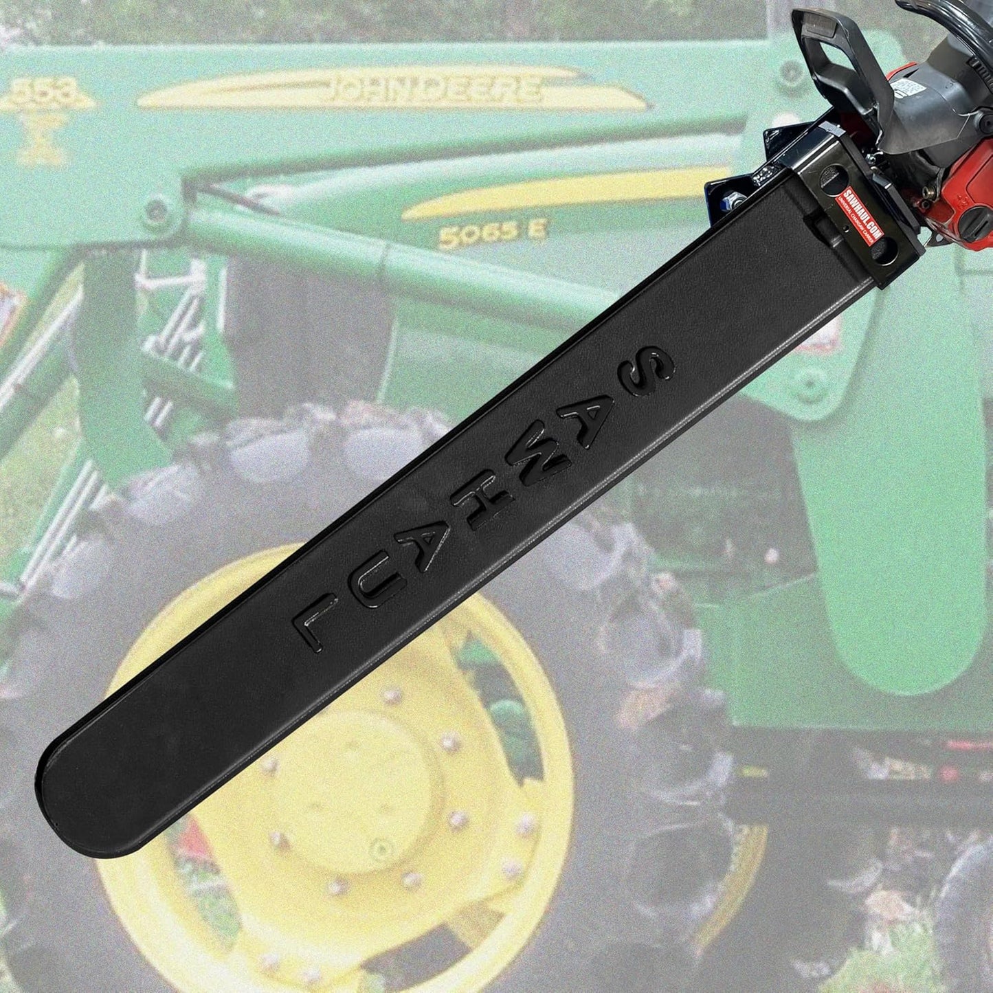 SawHaul Snap-Lok Universal Chainsaw Carrier Kit for Tractors and Skid Steers – 36 Inch Black Scabbard with Rotating Mount – Compatible with All Chainsaw Brands – Made in USA