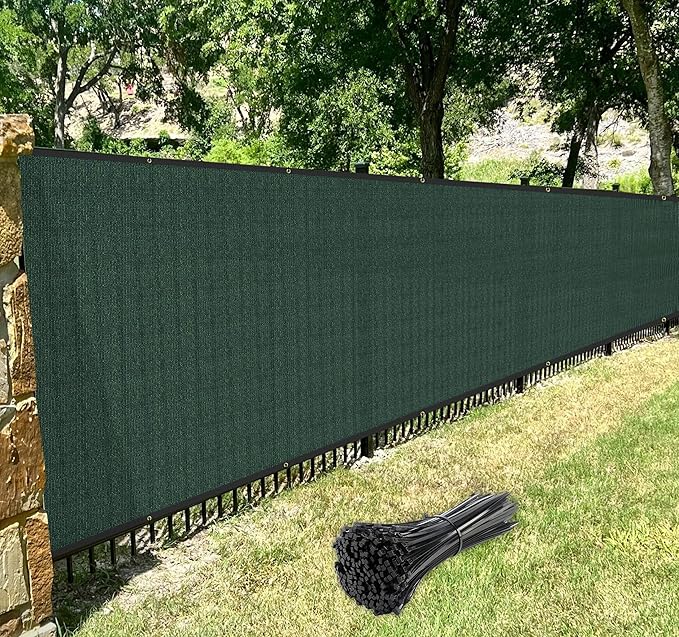 Windscreen4less Privacy Fence Screen Heavy Duty Windscreen Fencing Mesh Fabric Shade Net Cover with Brass Grommtes for Outdoor Wall Garden Yard Pool Deck, 8'x46' Green